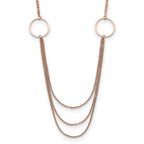 Chisel Stainless Steel Polished Rose IP-plated Multi Chain 35.5 inch Necklace