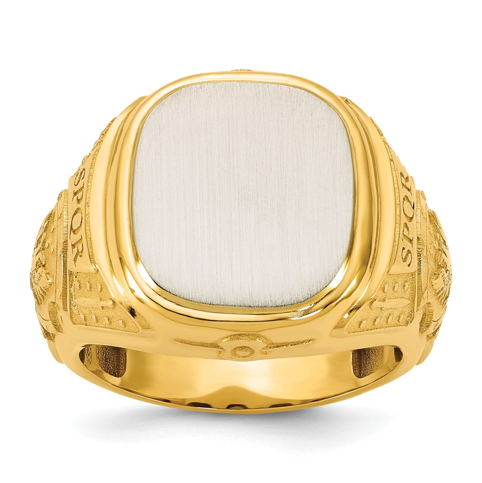 14k Two-Tone Engravable Square with Rounded Corners Signet ring Main image
