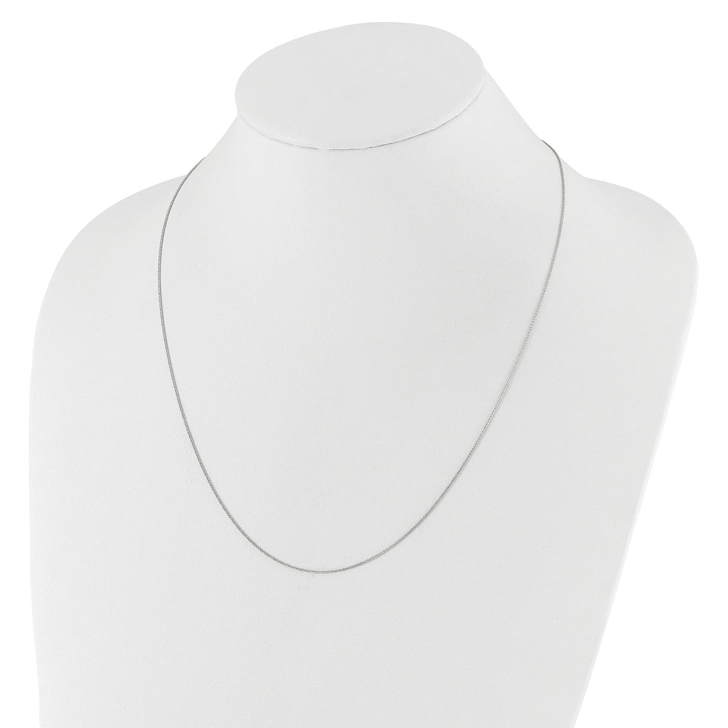 0.8mm 10K White Gold Wheat Chain
