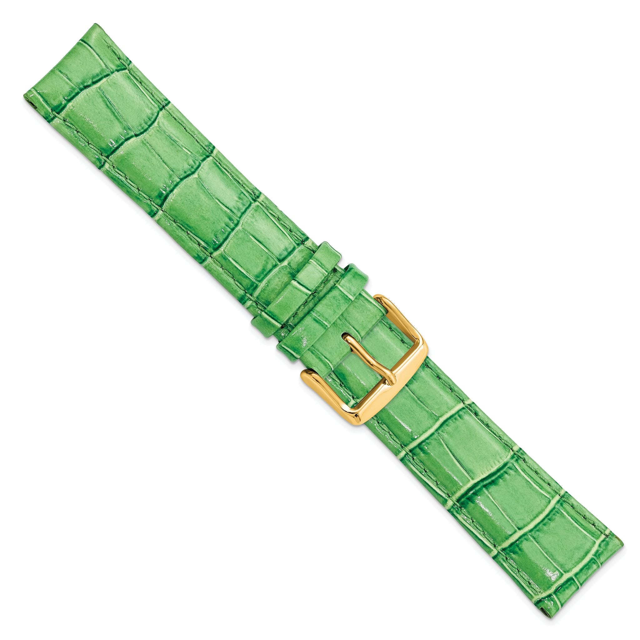 Green Crocodile-Grain Chronograph Watch Band in Leather, 24mm
