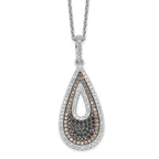 Brilliant Embers Sterling Silver Rhodium-plated 154 Stone 18 inch Micro PavÃƒÆ’Ã†â€™Ãƒâ€šÃ‚Â¢ÃƒÆ’Ã‚Â¢Ãƒâ€šÃ¢â‚¬Å¡Ãƒâ€šÃ‚Â¬ÃƒÆ’Ã¢â‚¬Â¦Ãƒâ€šÃ‚Â¡ Black and White CZ Teardrop Necklace with 2 Inch Extender