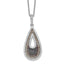 Brilliant Embers Sterling Silver Rhodium-plated 154 Stone 18 inch Micro PavÃƒÆ’Ã†â€™Ãƒâ€šÃ‚Â¢ÃƒÆ’Ã‚Â¢Ãƒâ€šÃ¢â‚¬Å¡Ãƒâ€šÃ‚Â¬ÃƒÆ’Ã¢â‚¬Â¦Ãƒâ€šÃ‚Â¡ Black and White CZ Teardrop Necklace with 2 Inch Extender