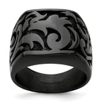Titanium Men's Signet Ring with Casted Design and Gift Packaging