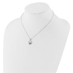 Sterling Silver RH-pl Cr.Opal Wave 16in Necklace w/2in ext/Earring Set