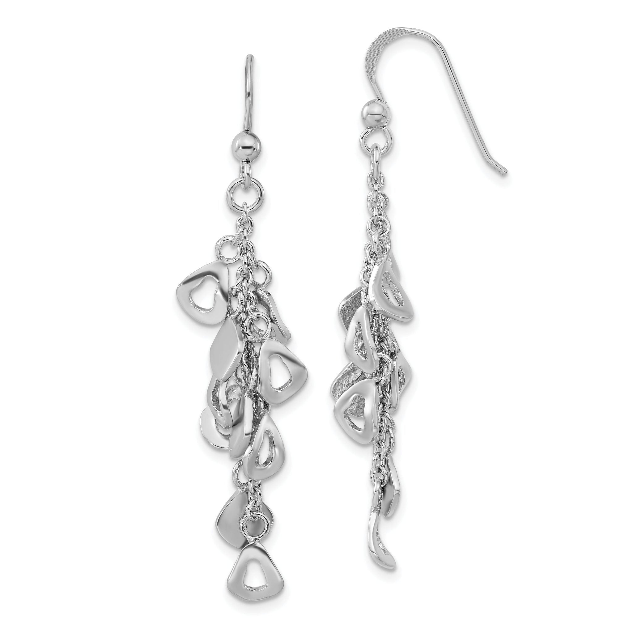 Sterling Silver 925 Dangle Earrings with Polished & Textured Finish, French Wire