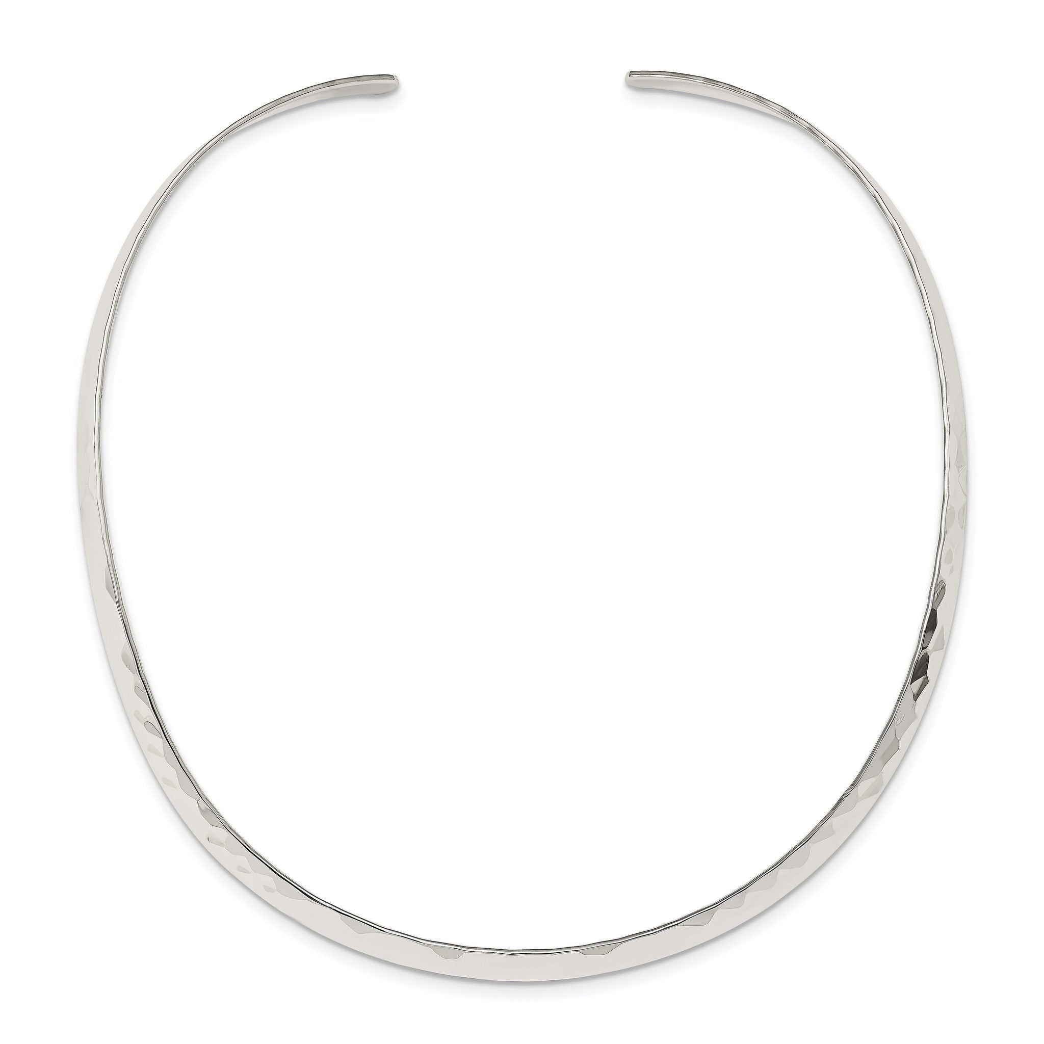 Sterling Silver Polished Hammered 6mm Neck Collar Secondary image