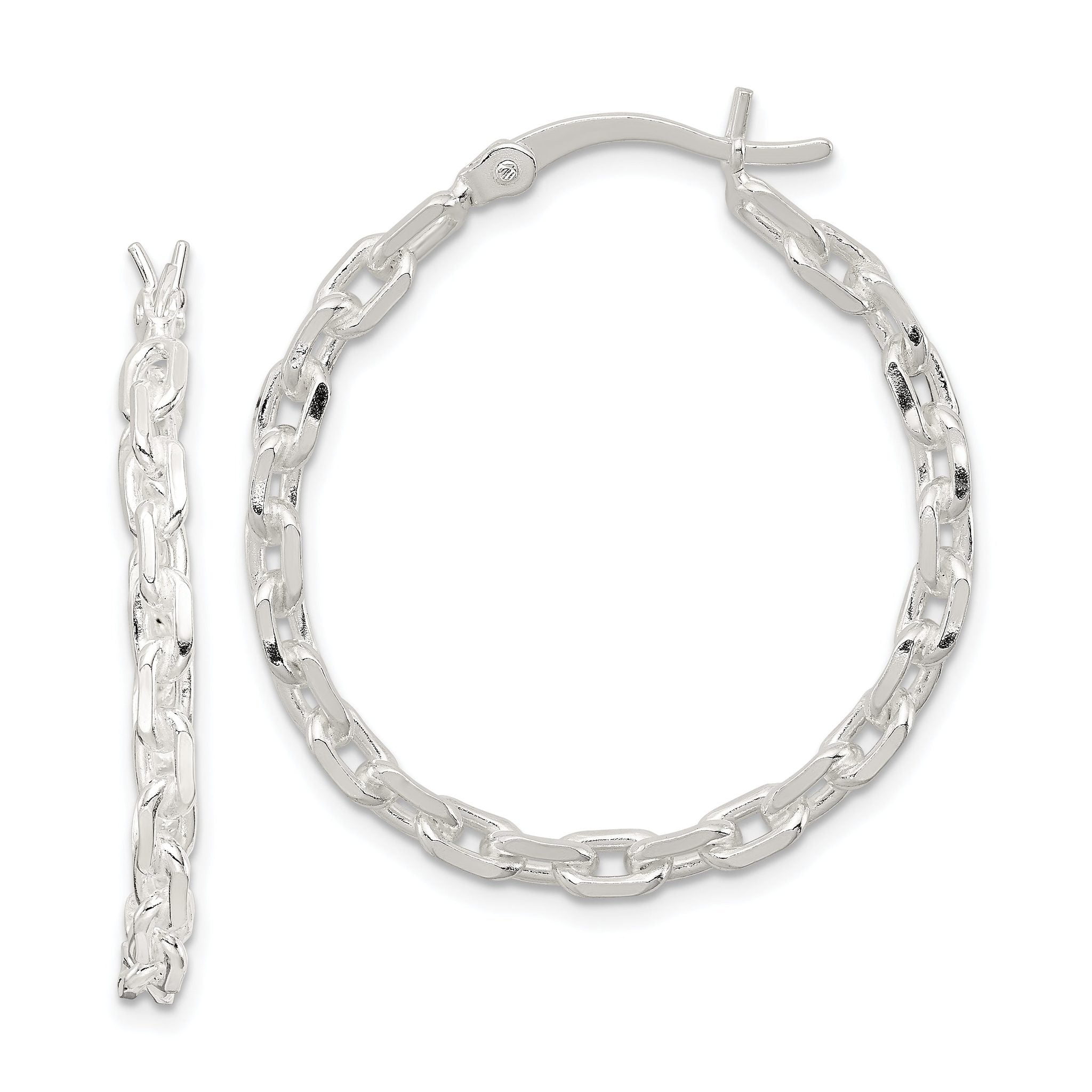 Sterling Silver 925 Polished Hoop Earrings with Hinged Closure and Anti-Tarnish Finish Main image