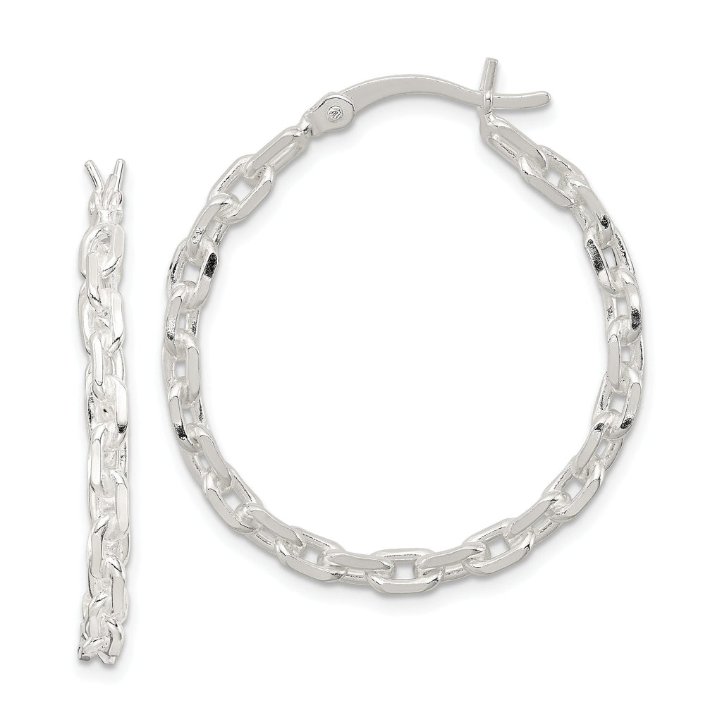 Sterling Silver 925 Polished Hoop Earrings with Hinged Closure and Anti-Tarnish Finish