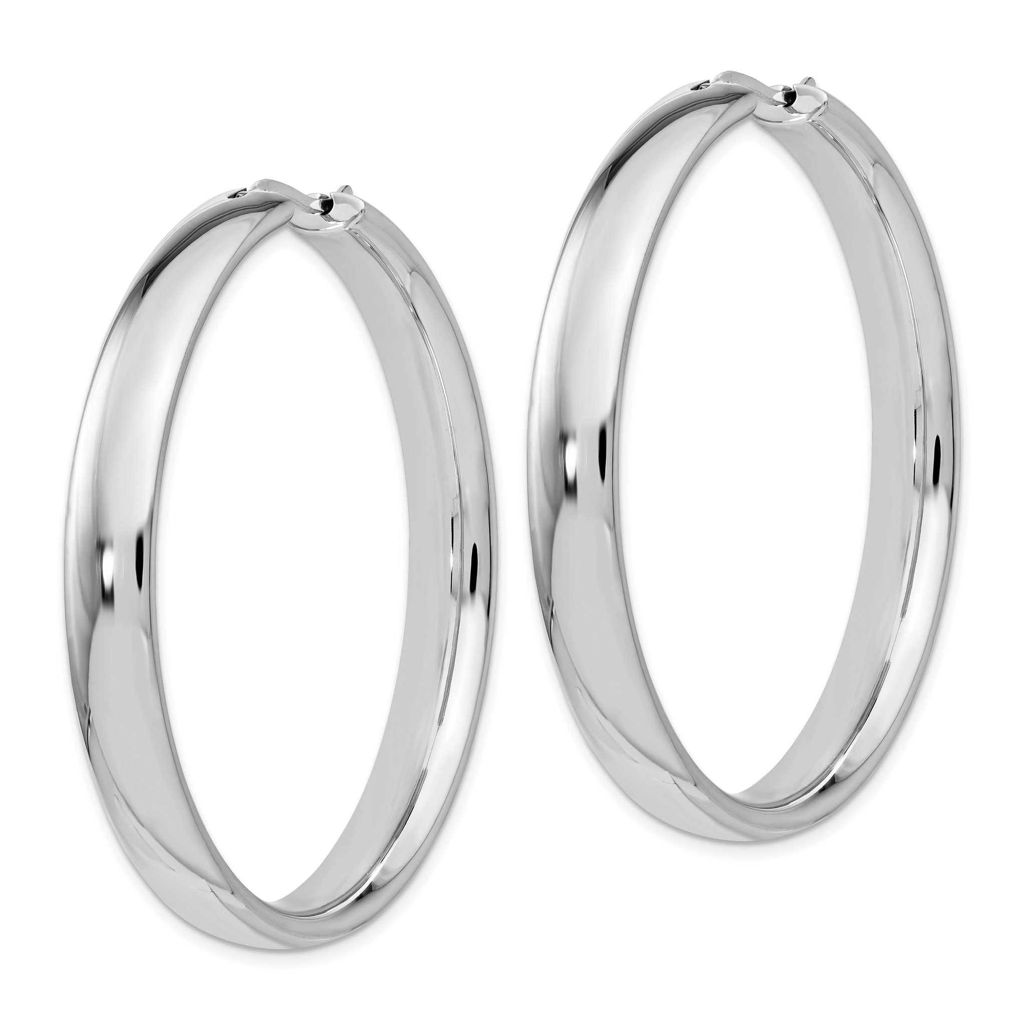 Sophia Jewelers Sterling Silver Rhodium-Plated Hoop Earrings