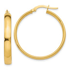 14K Gold Polished Hoop Earrings, 4x25mm Lightweight Elegance for Women