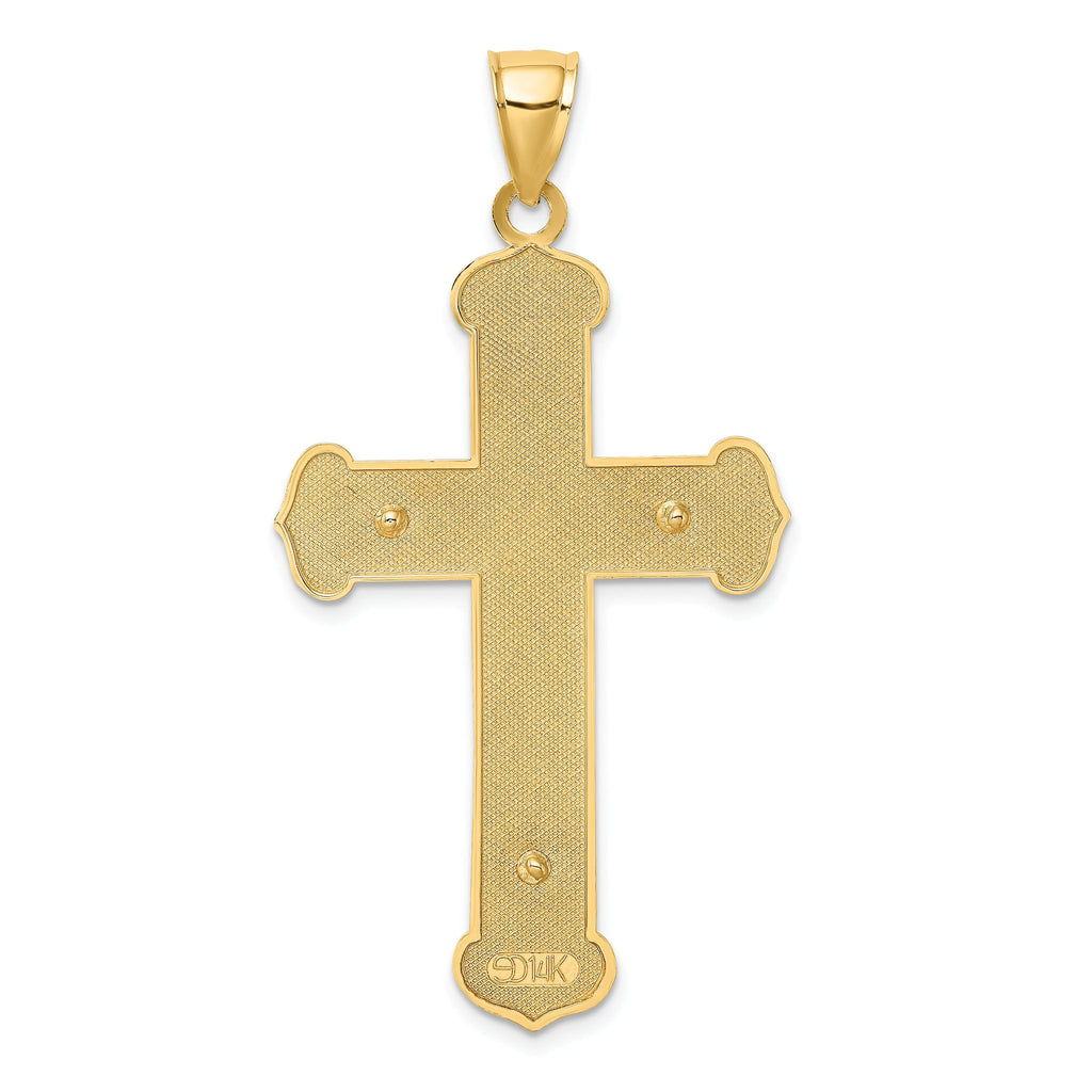 14K Two-tone Engraved Crucifix Charm