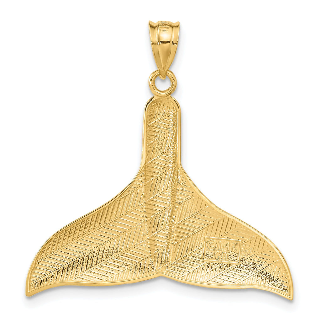 14K Gold Whale Tail Pendant  Large, Solid Polished Design for Men
