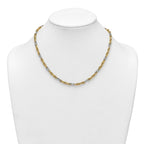 14k with White Rhodium Polished 4.2mm Fancy Rope Chain 18 inch Necklace