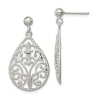 Sophia Jewelers 925 Sterling Silver Filigree Teardrop Dangle Earrings with Polished Finish