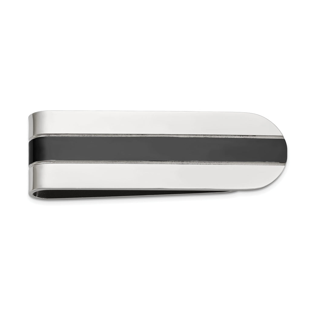 Men's Polished Black Stainless Steel Money Clip