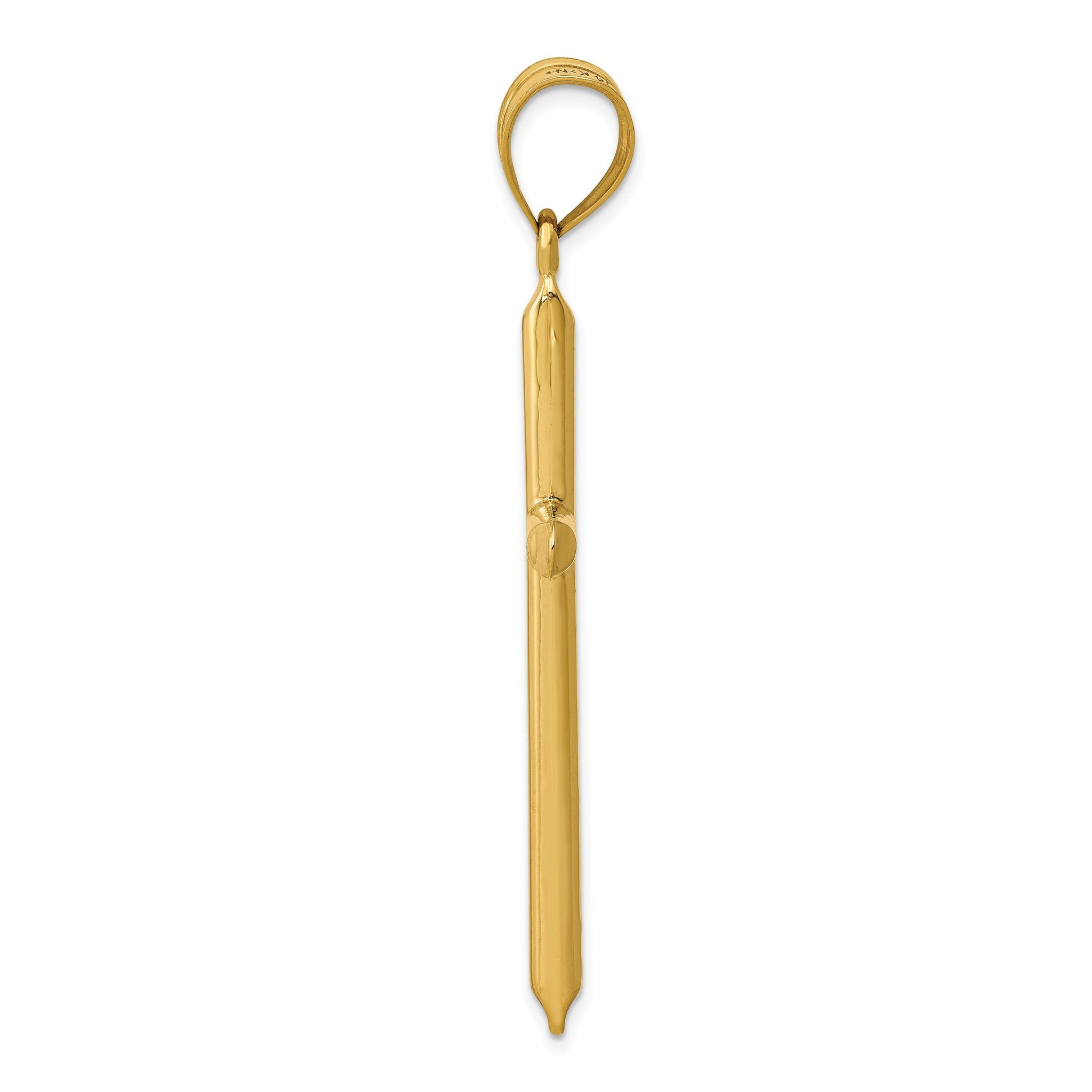 14K Gold Hollow 3D Cross Pendant with Elegant Design  56mm Secondary image