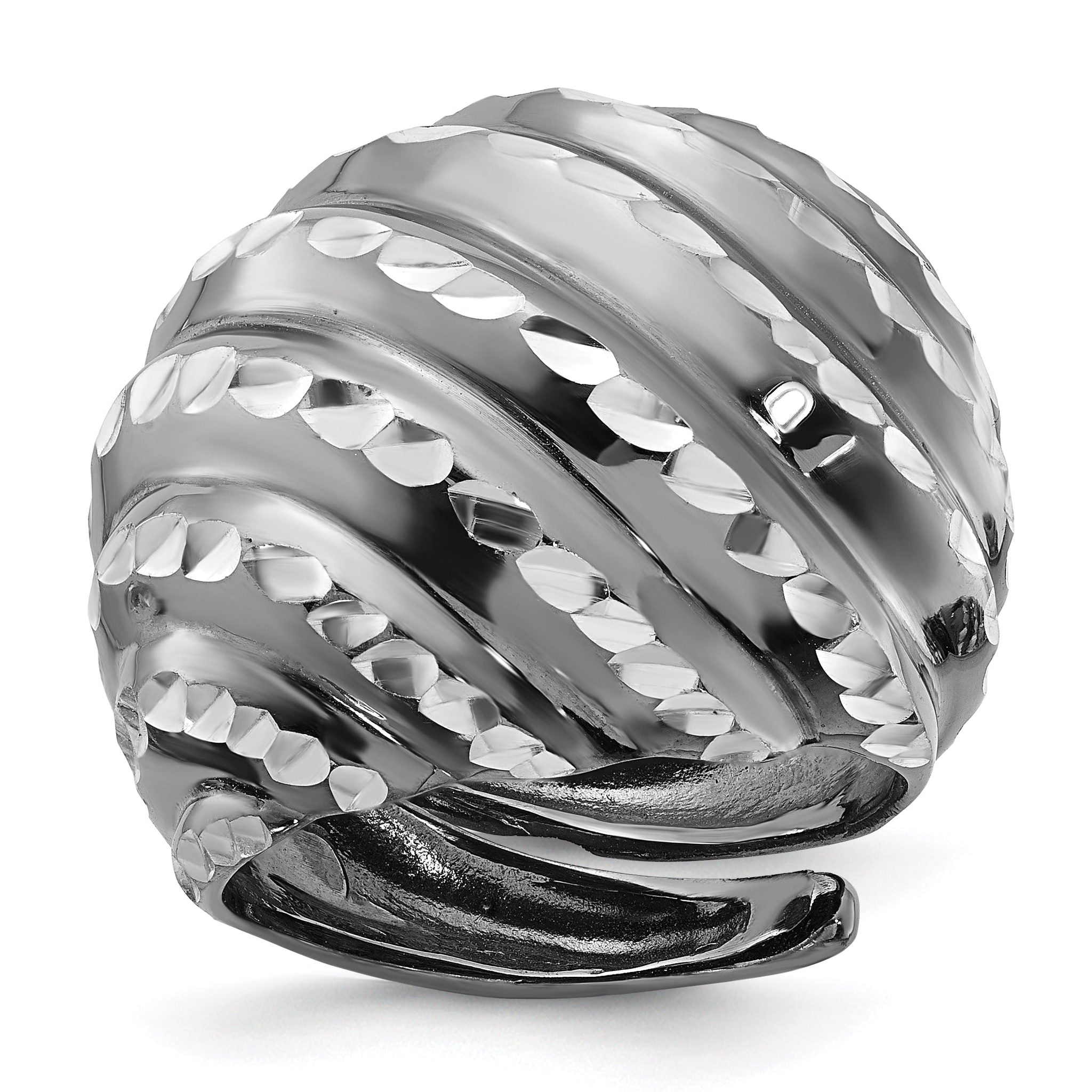 Sterling Silver Ruthenium-plated Diamond-cut Adjustable Ring Main image