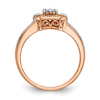14K Rose Gold Square Cluster 1/5 carat Diamond Complete Engagement Ring