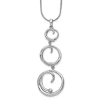 Sterling Silver Diamond Swirl Necklace with Rhodium Plating and Extender