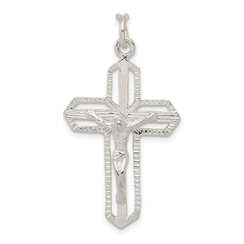 925 Sterling Silver Polished Crucifix Pendant with Anti-Tarnish Finish