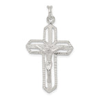 925 Sterling Silver Polished Crucifix Pendant with Anti-Tarnish Finish