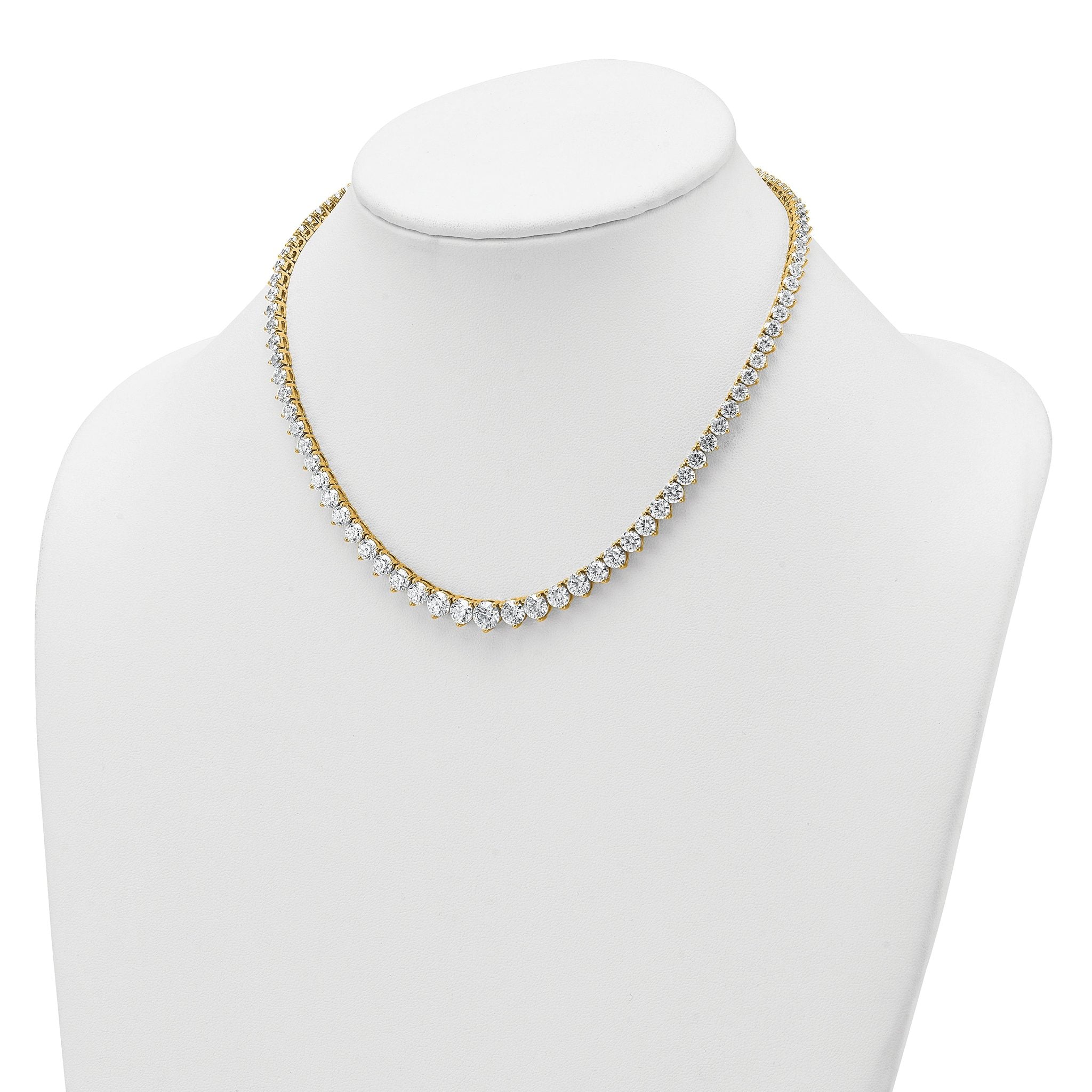 14k 25 3/8 carat Lab Grown Diamond VS/SI+ G+ Complete Round 16 inch Graduated Tennis Necklace