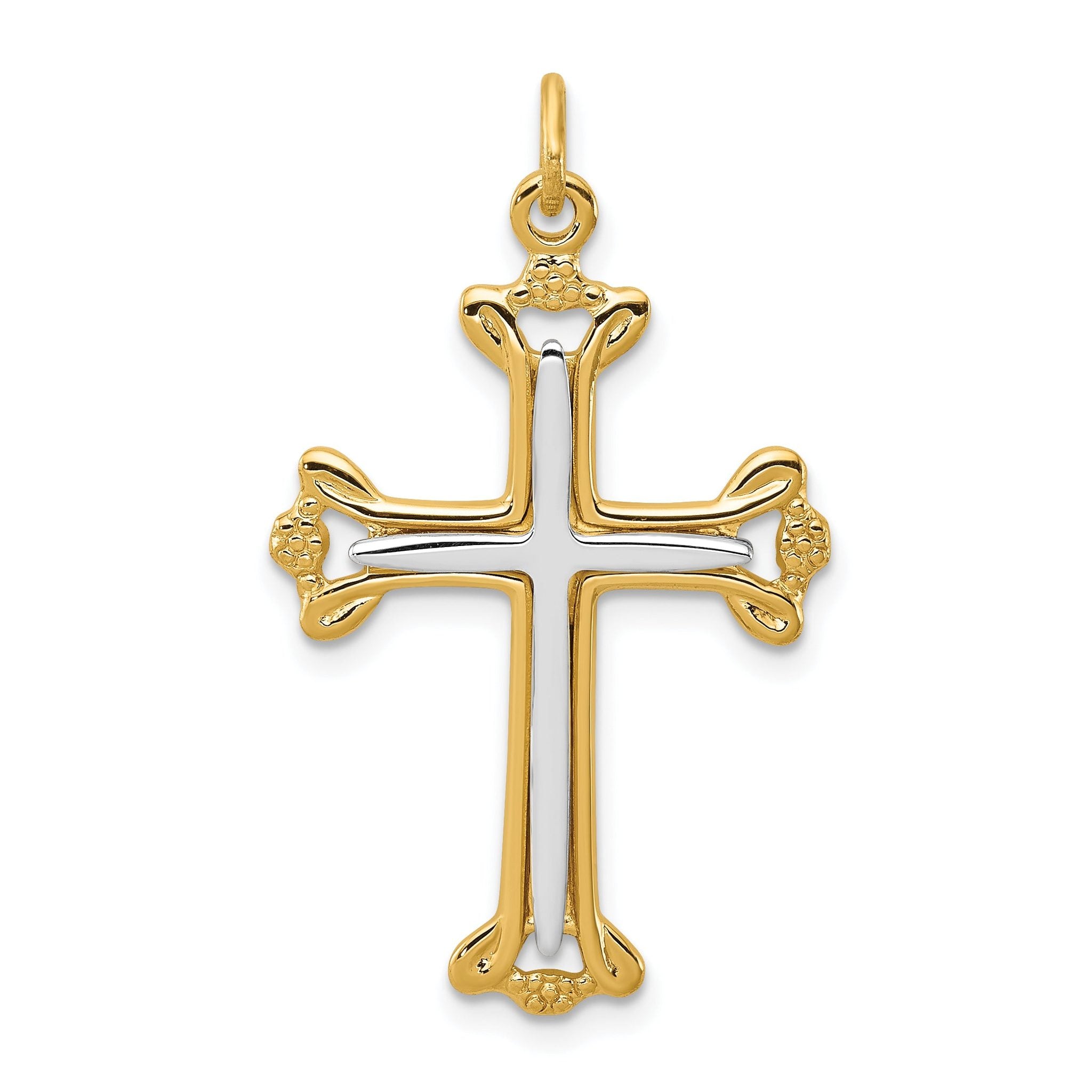 Sophia Jewelers Sterling Silver 925 Two-Tone Cross Pendant with Rhodium Elegance Main image