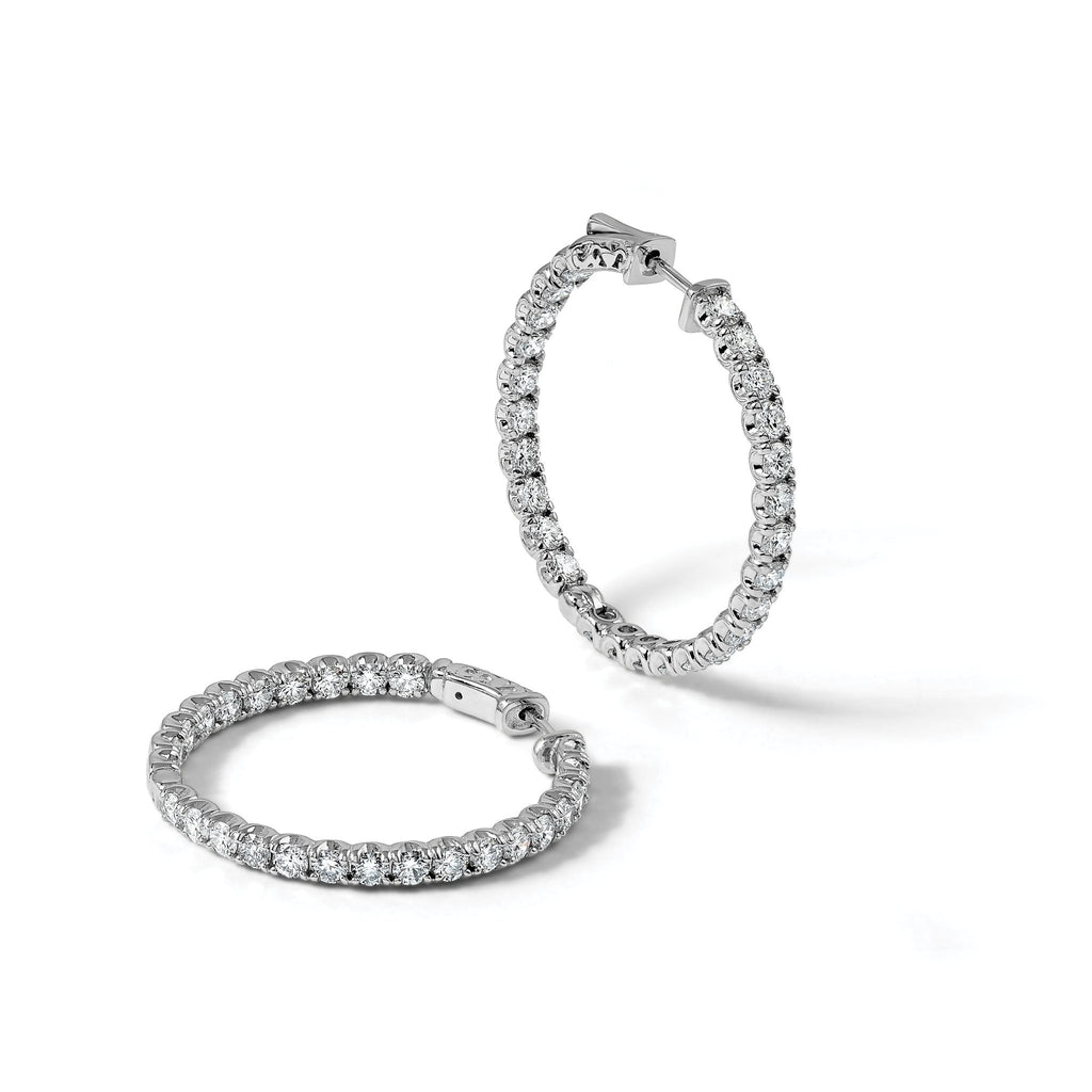 True Origin 14K White Gold 4 7/8 carat Lab Grown Diamond VS+ F+ Complet In and Out Hoop Earrings