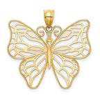 14K Gold Polished Large Butterfly Pendant with Open Back Design