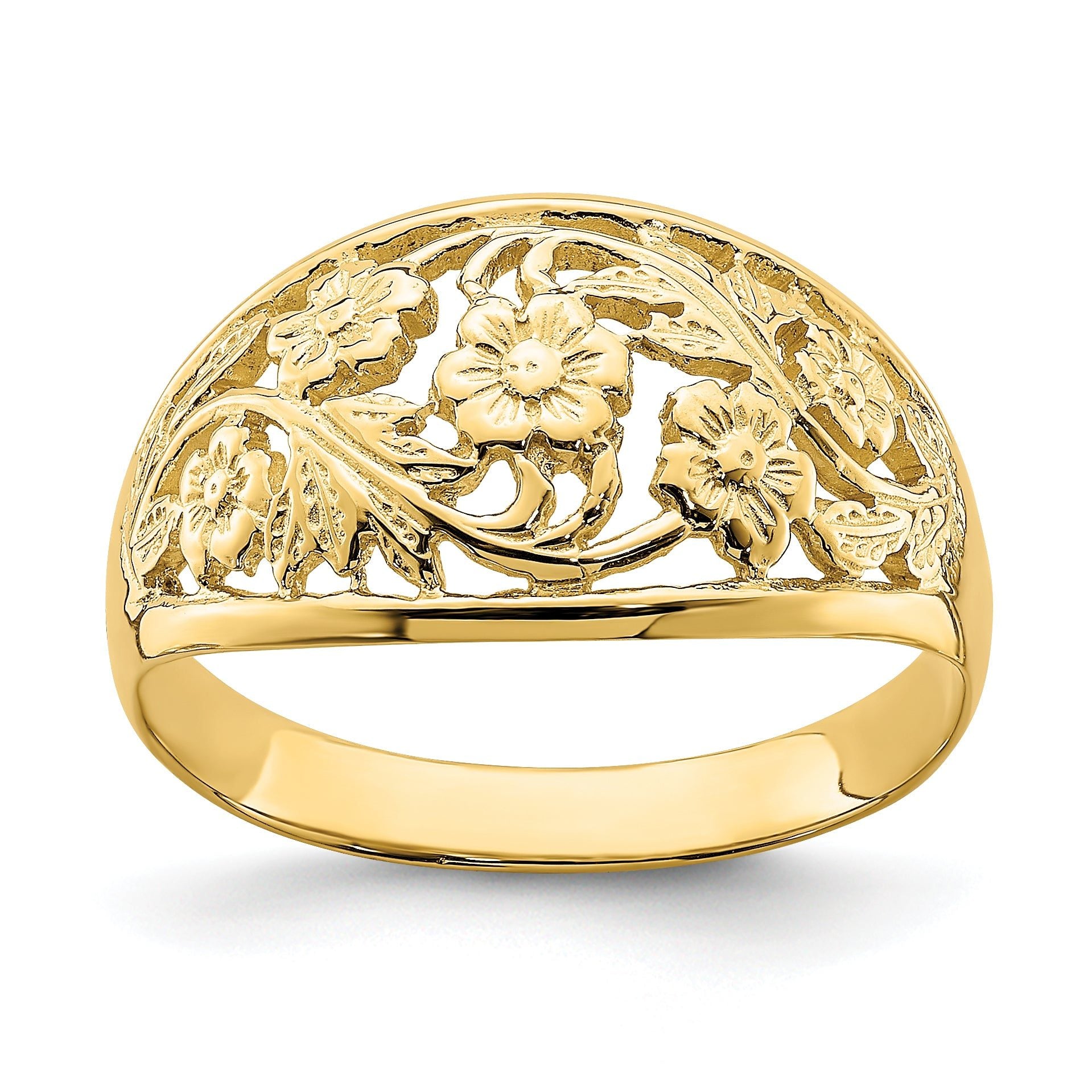 14K Floral Dome Ring Main image