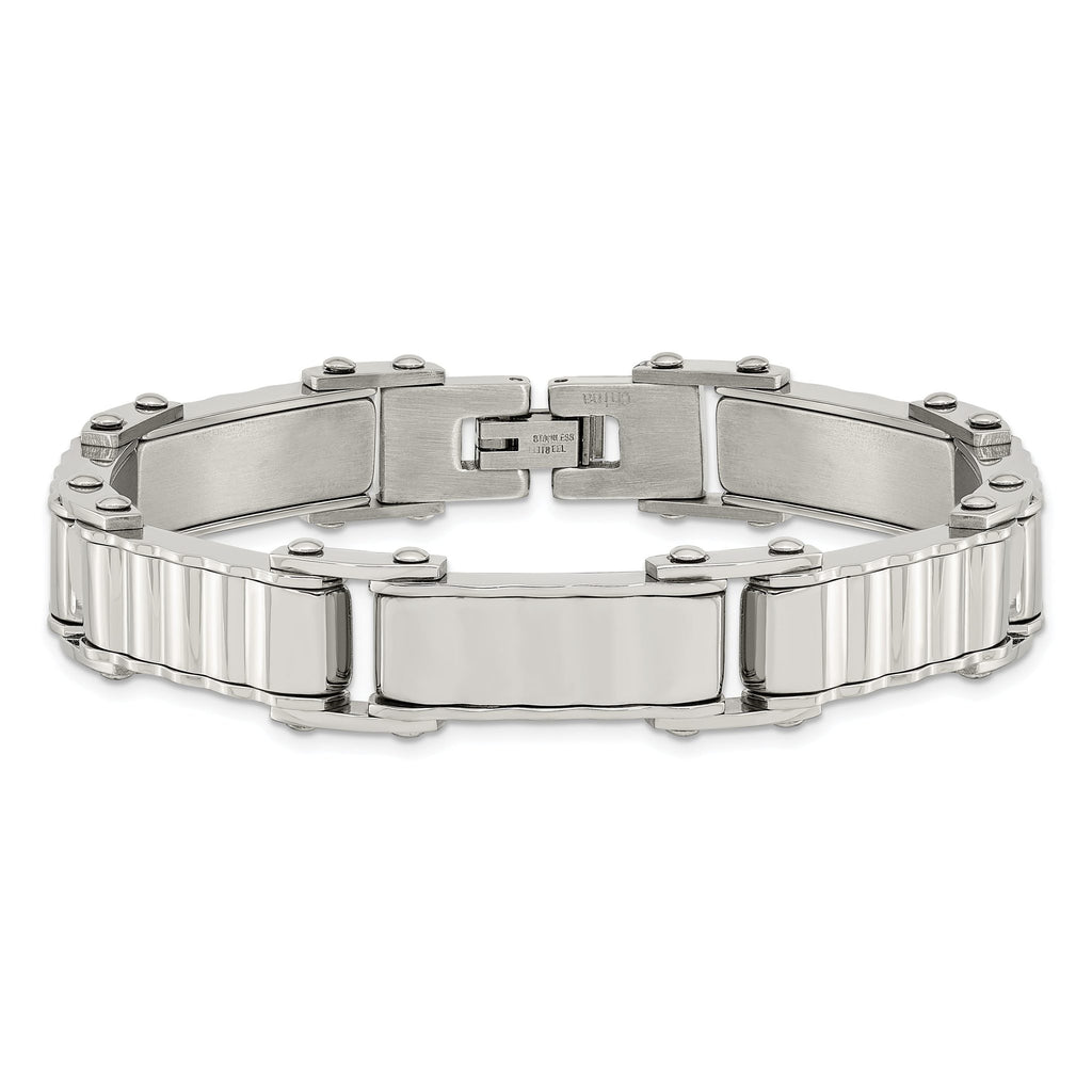 Stainless Steel Polished and Textured Bracelet for Men
