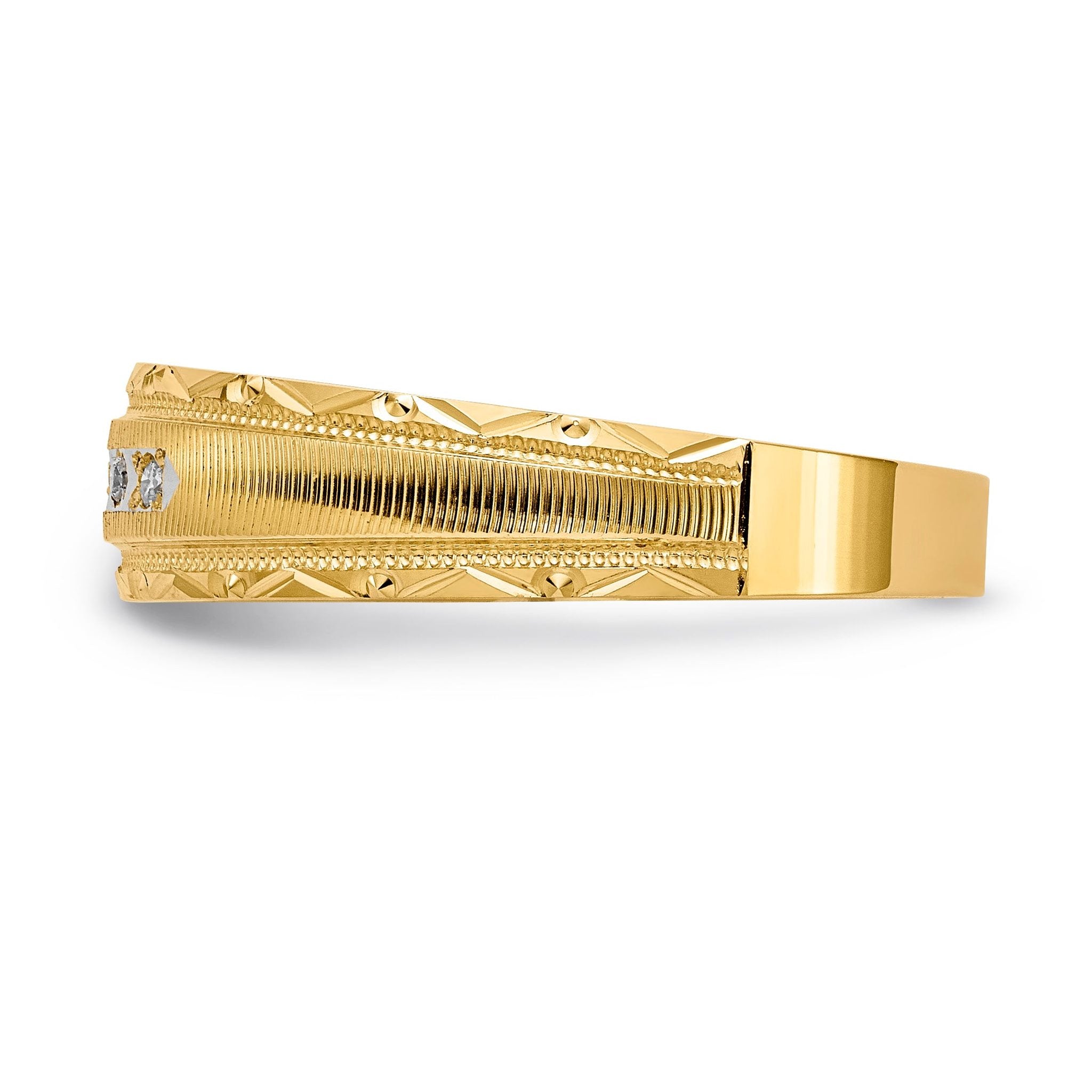 14k AA Quality 1/20 carat Diamond Trio Mens Complete Wedding Band