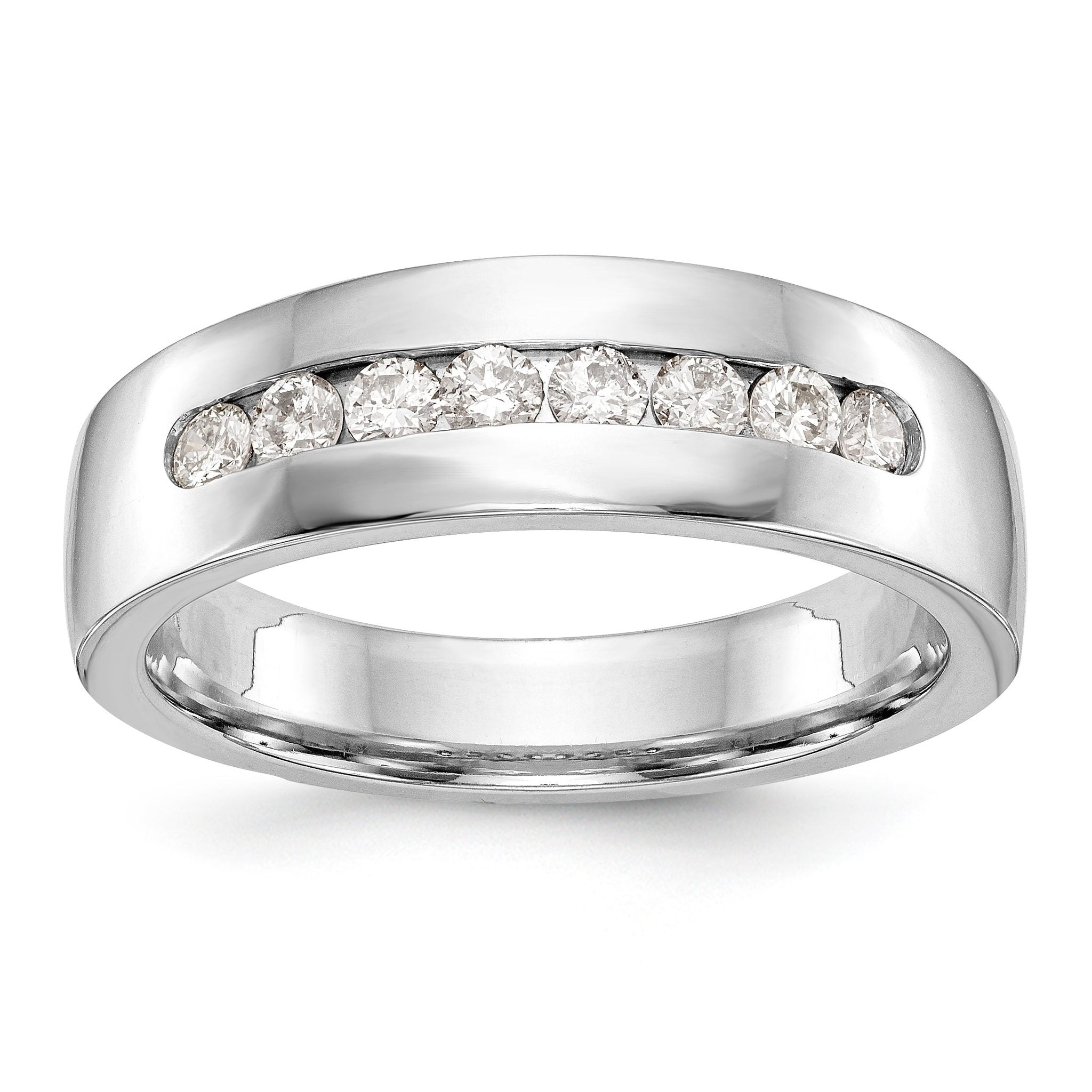 14K White Gold 8-Stone 1/2 carat Diamond Complete Men's Channel Band Main image