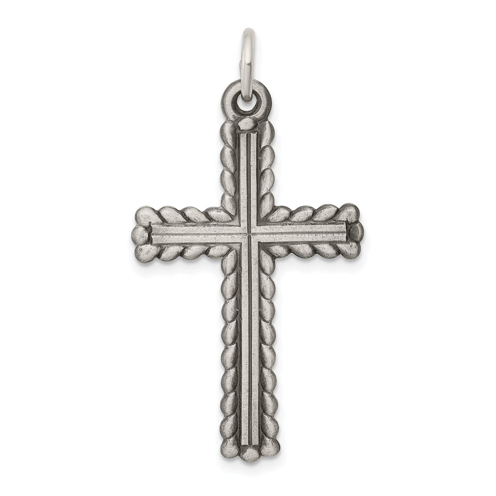 Sterling Silver 925 Latin Cross Pendant with Antiqued Brushed Finish