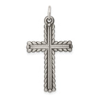 Sterling Silver 925 Latin Cross Pendant with Antiqued Brushed Finish