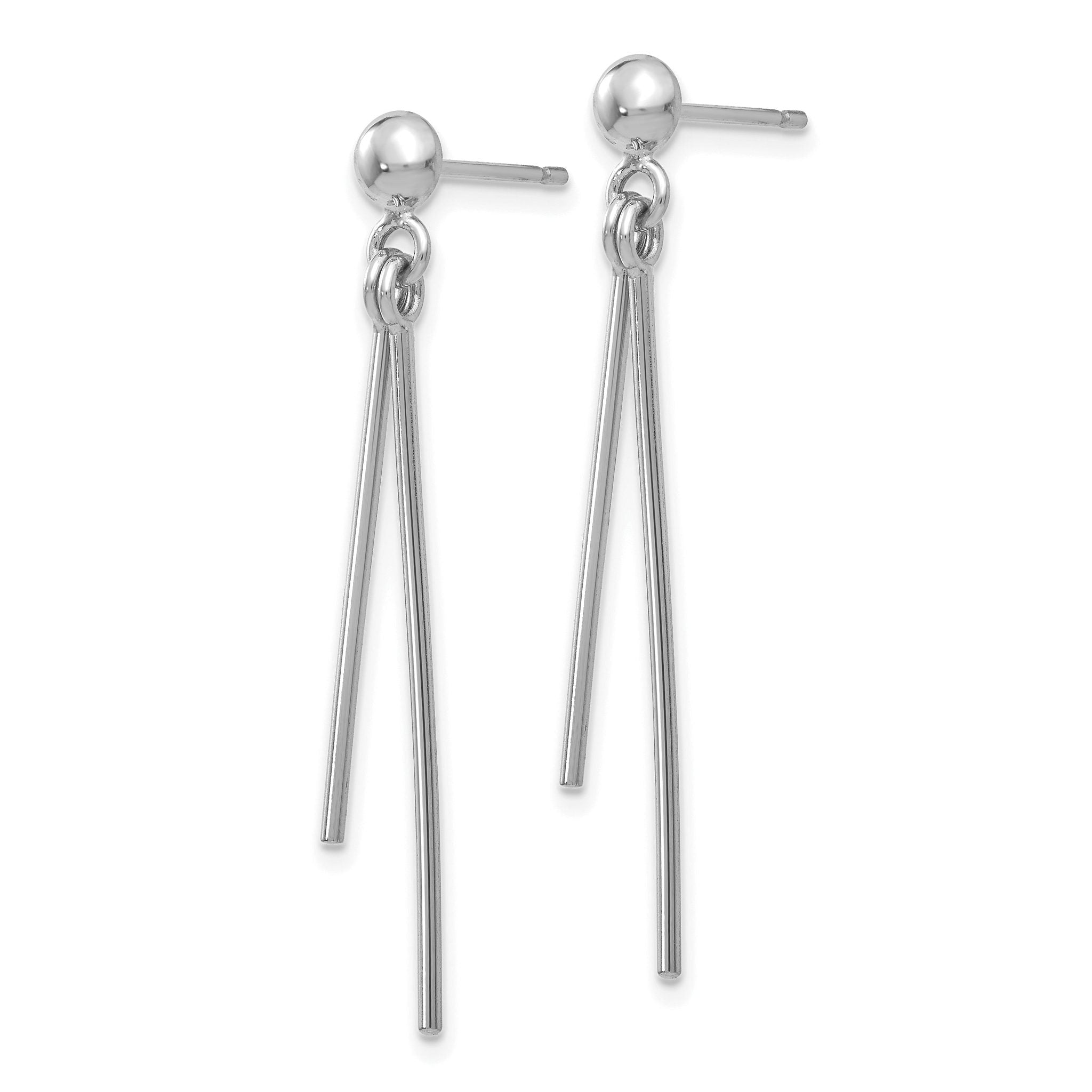 14k White Gold Polished Post Dangle Earrings Secondary image