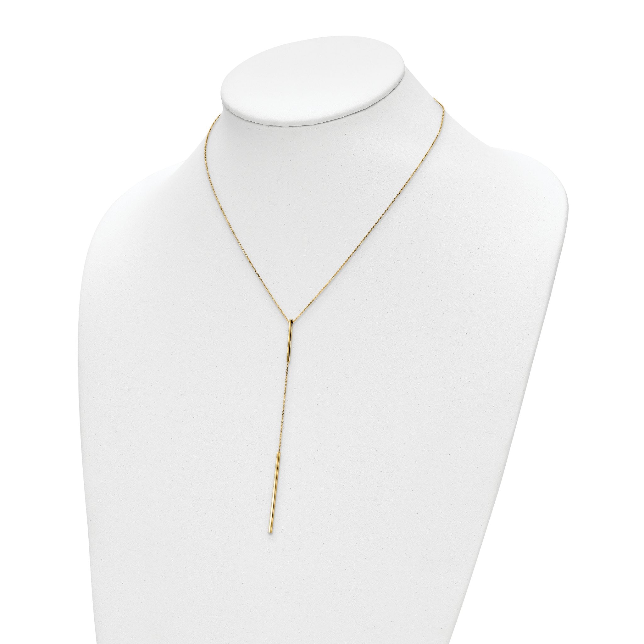 14K Polished Y-drop Bar w/ 1in ext. Necklace Secondary image