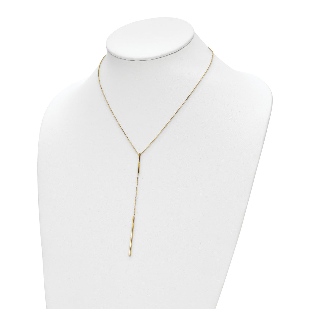 14K Polished Y-drop Bar w/ 1in ext. Necklace