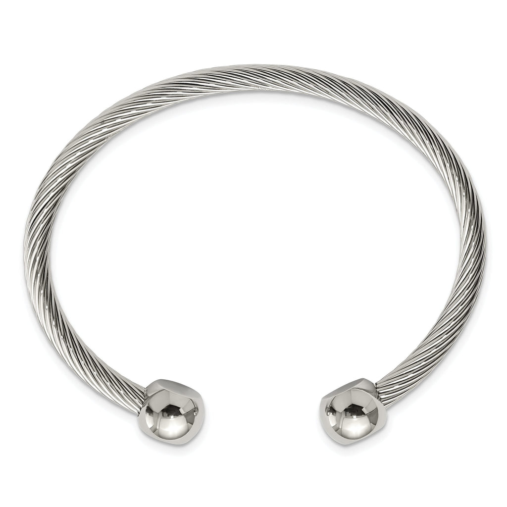 Stainless Steel Polished Cuff Bangle Bracelet for Men
