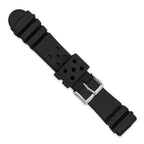 22mm Black Polyurethane Sport with Slip Resistant Inner Texture and Stainless Steel Buckle 8.8 inch Watch Band
