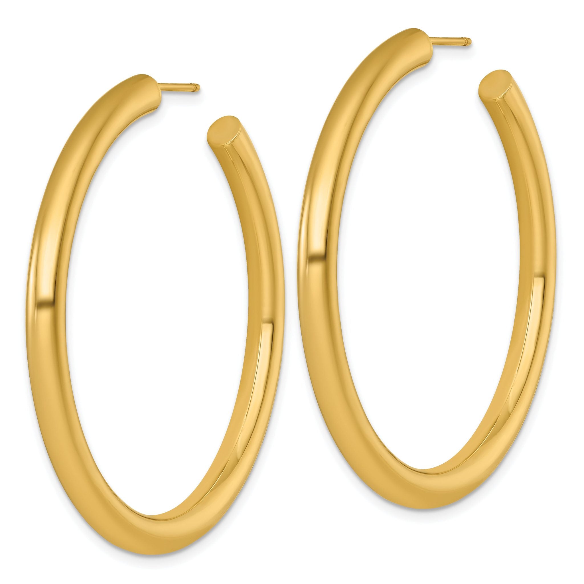 14k Polished 4.0 x 50mm Tube C-Hoop Post Earrings Secondary image