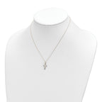 14K Gold CZ Cross Necklace with Polished Finish and Elegant Chain