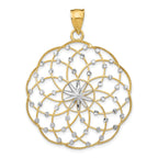 14K Gold Rhodium Accented Diamond-Cut Sphere Pendant  Elegant & Modern Design
