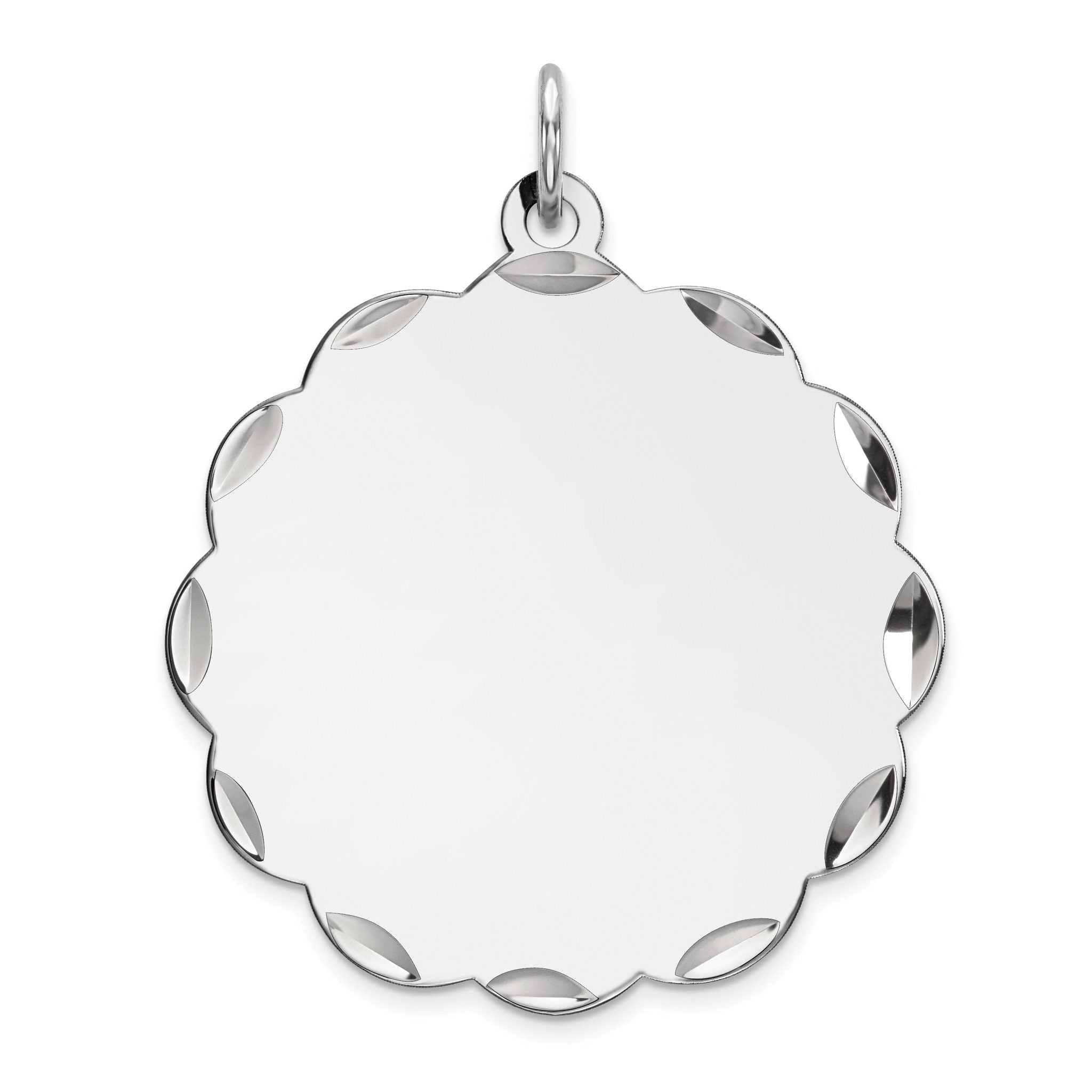 Sterling Silver Rh-plt Engraveable Polished Front/Satin Back Disc Charm Main image