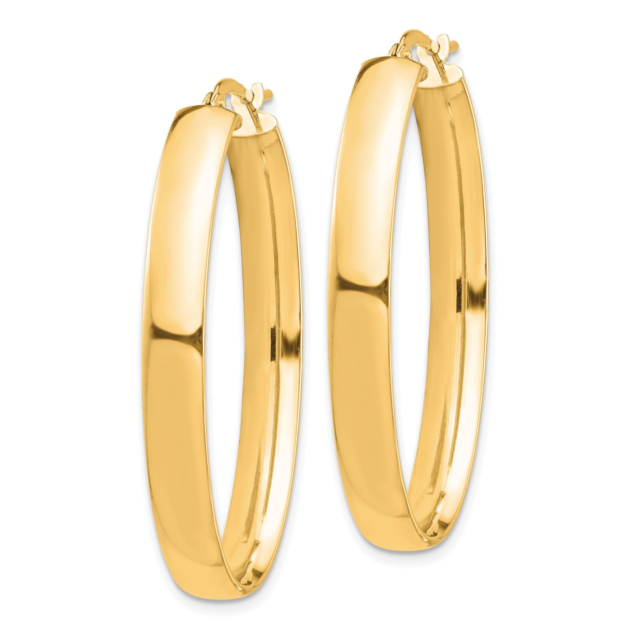 14k High Polished 5mm Oval Hoop Earrings Secondary image