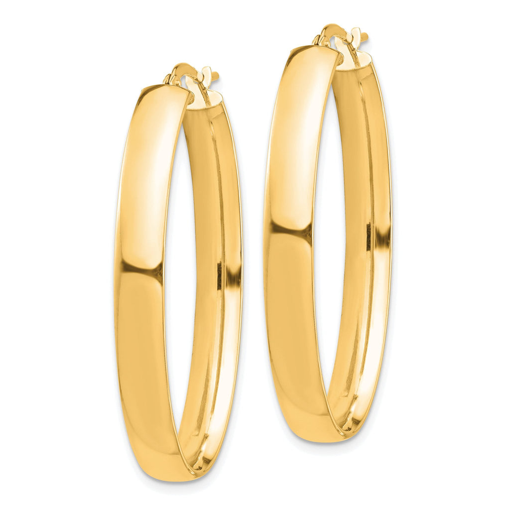 14k High Polished 5mm Oval Hoop Earrings