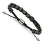 Stainless Steel Polished with Black Agate Black Macrame Adjustable Bracelet