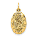 10K Gold St. Christopher Pendant with Polished Satin Finish Solid Design