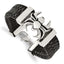 Stainless Steel Antiqued and Polished Spider Black Braided Leather Bracelet for Men