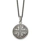 Sophia Jewelers Men's Stainless Steel Cross Necklace Polished & Antiqued, 22in